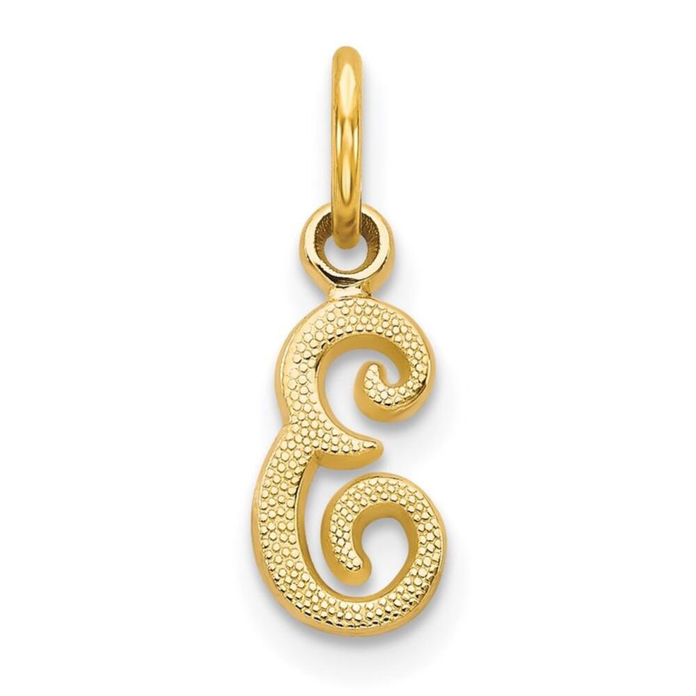 14k Yellow Gold Script Letter E Initial Charm - image 1